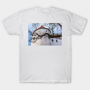 Naked tree branch before the tower of Bauska Castle T-Shirt